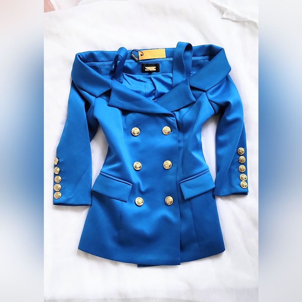NWT!Alexia Admor Anthropologie Women's Double Breasted Gold Button Jacke…
